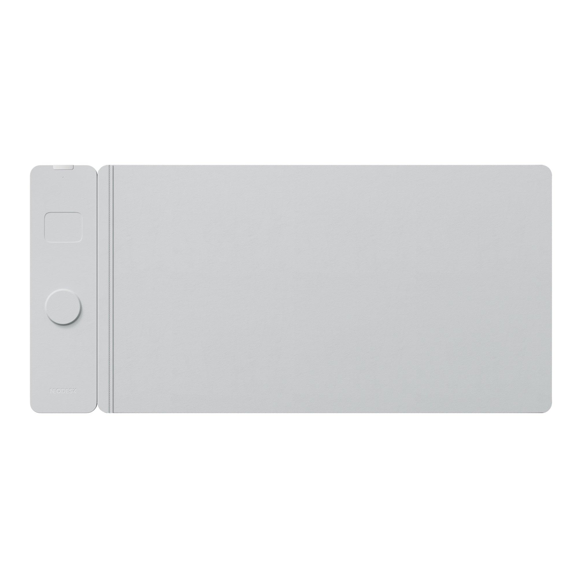 NeoDesk Light Gray Leather Dual-Layer Wireless Charging Desk Mat - Front View