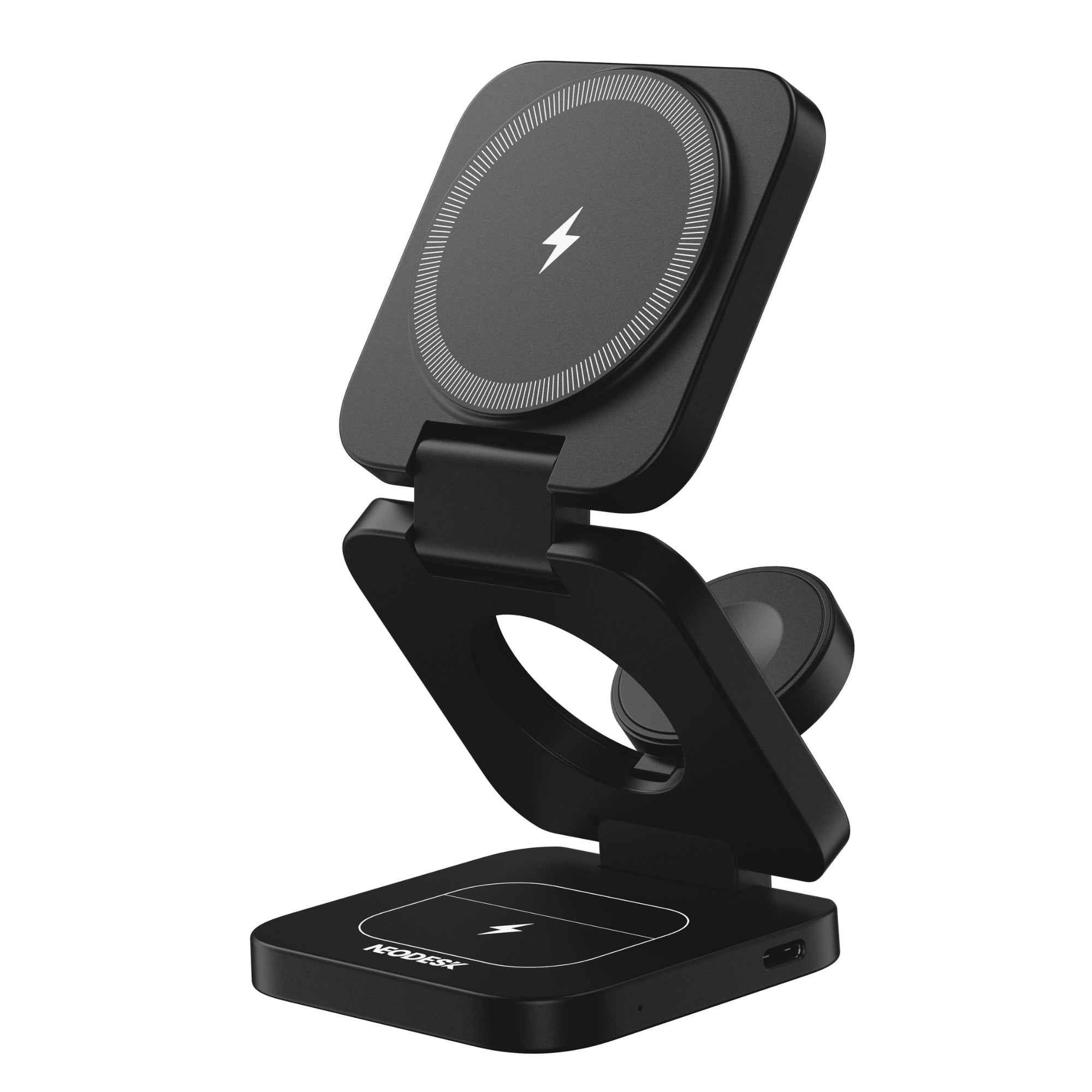 Portable 3-in-1 Wireless Charger Midnight Black - Compact View