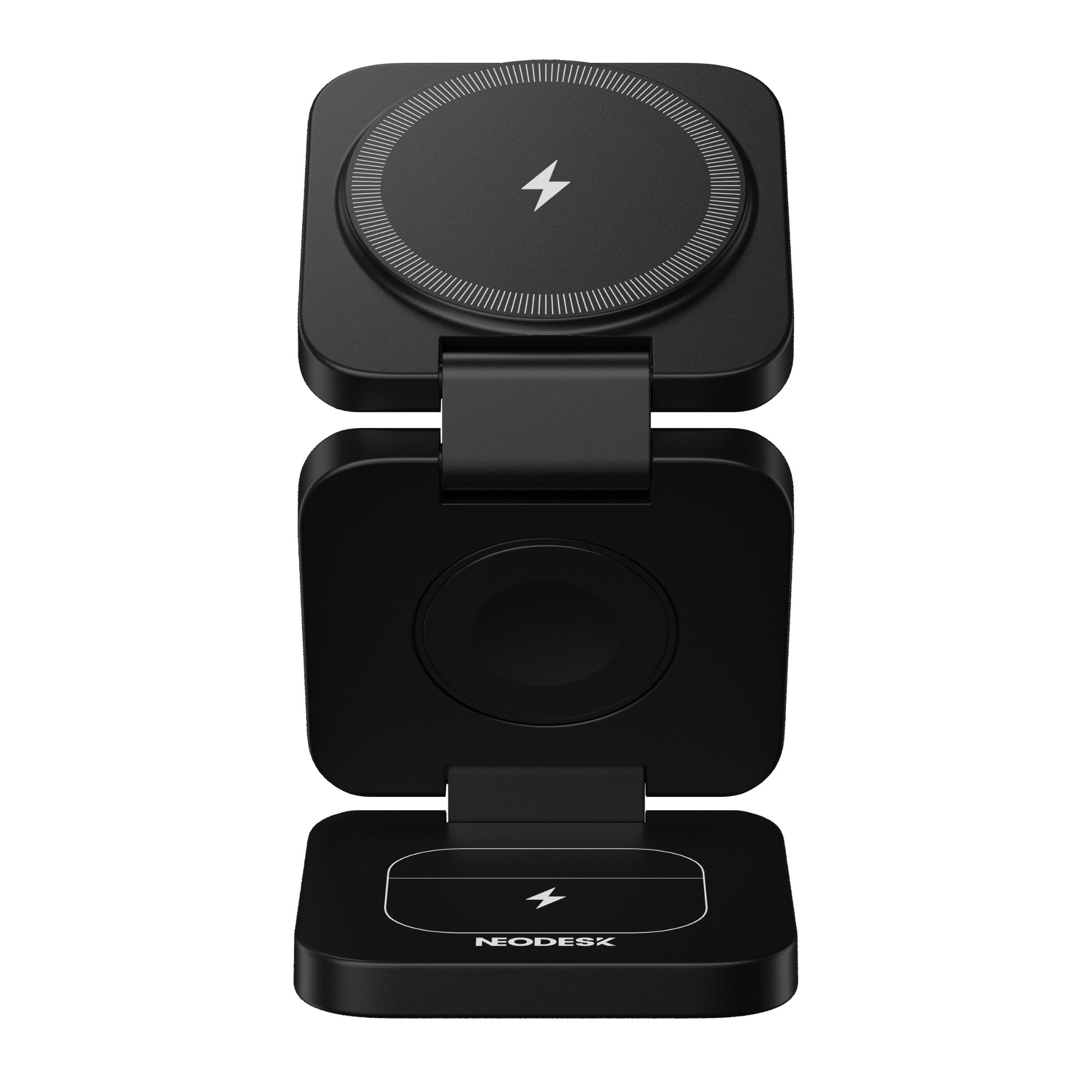 Portable 3-in-1 Wireless Charger Midnight Black - Front View