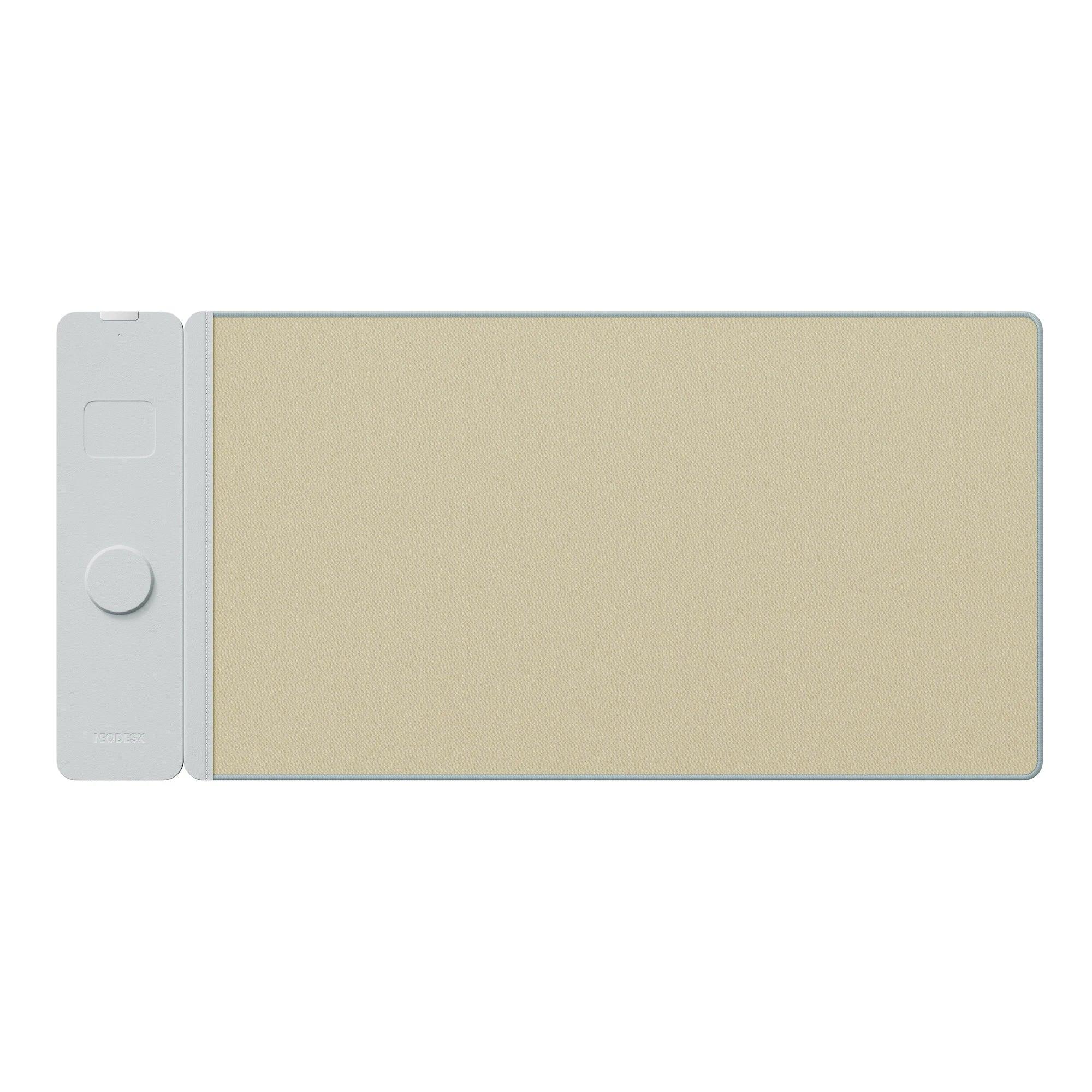 Premium Material Detail of NeoDesk Light Grey Leather Wireless Charging Desk Mat