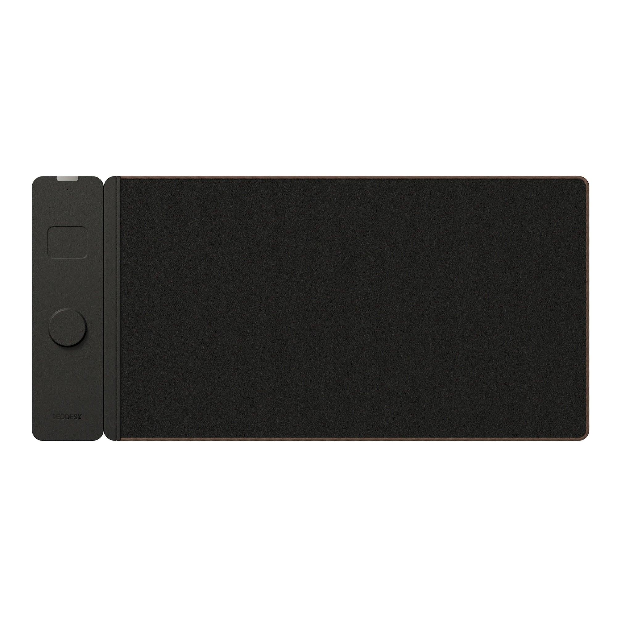 Premium Material Detail of NeoDesk Midnight Black Leather Wireless Charging Desk Mat