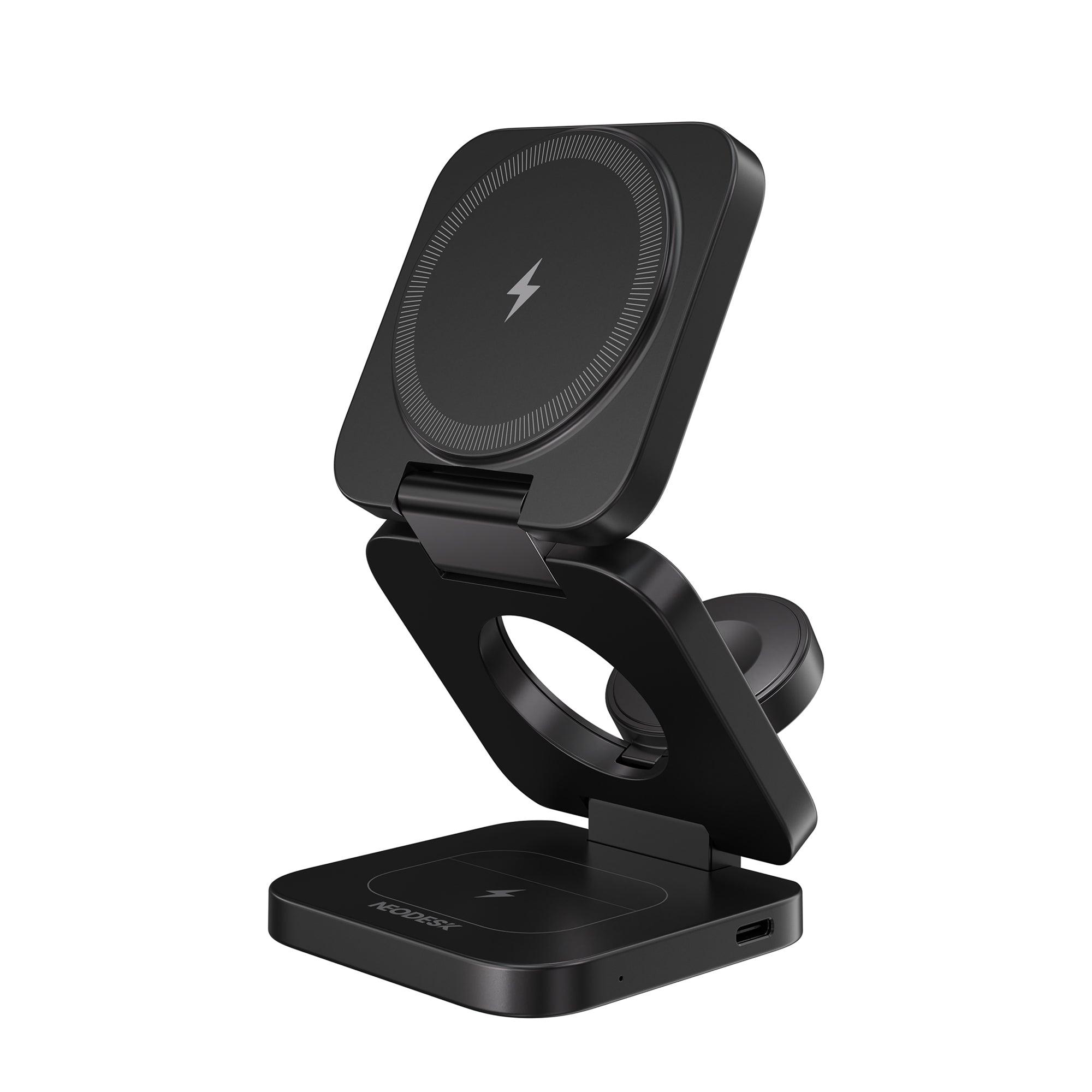 Portable 3-in-1 Wireless Charger Midnight Black - Compact View