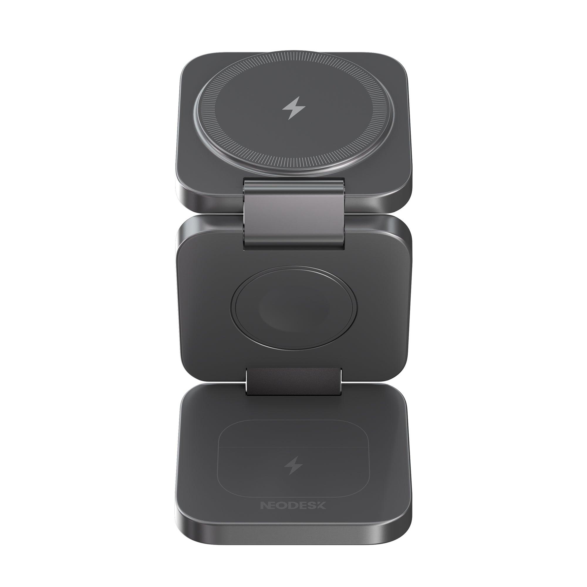 Portable 3-in-1 Wireless Charger Space Gray - Front View