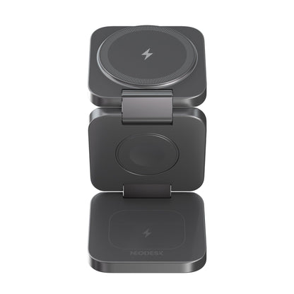 Portable 3-in-1 Wireless Charger Space Gray - Front View